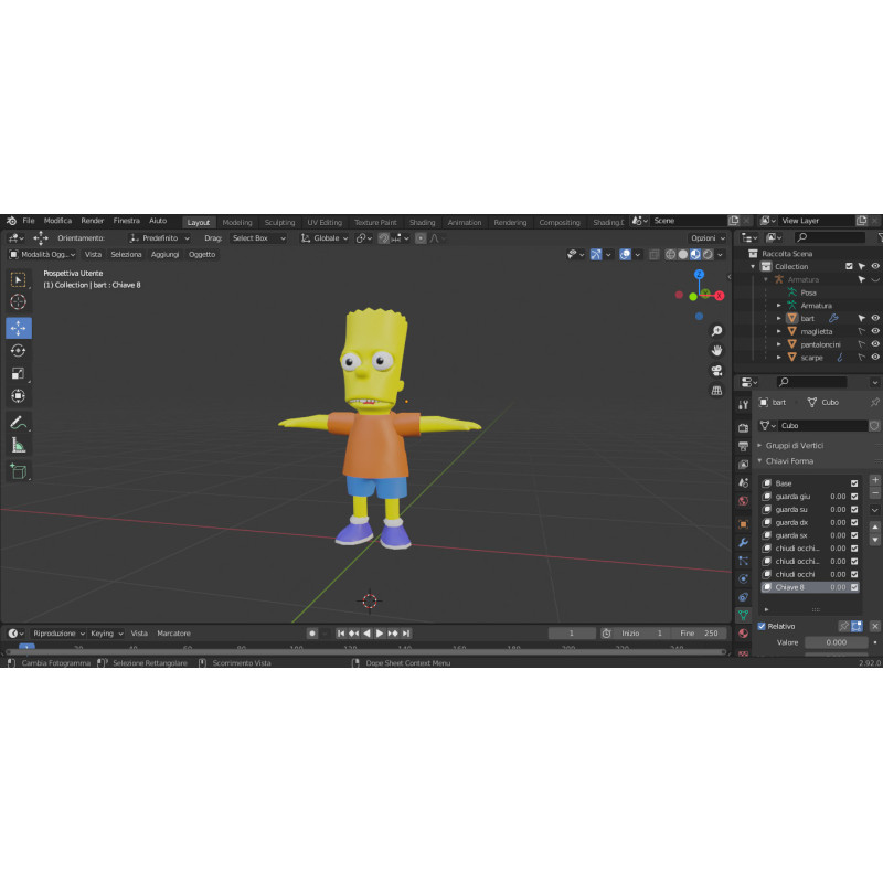 Modello 3d Bart Simpson perfettamente tarato per Unity Modello 3d Bart Simpson perfettamente tarato per Unity