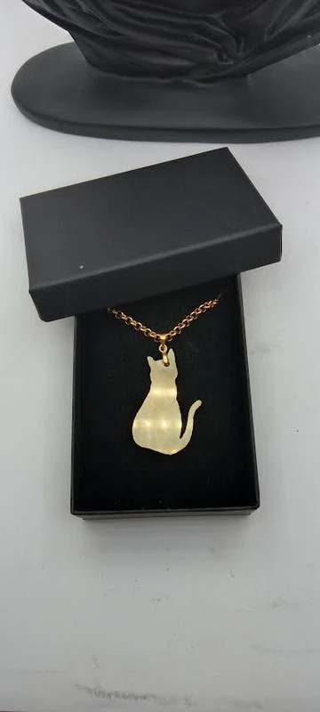 Catenina 55 cm con ciondolo a forma di gatto manifattura italiana in ottone puro