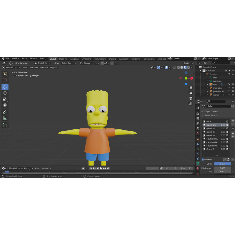 Modello 3d Bart Simpson perfettamente tarato per Unity Modello 3d Bart Simpson perfettamente tarato per Unity