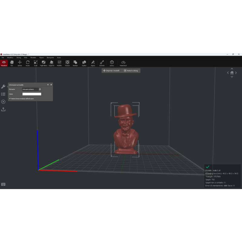 Busto in 3d di Stan Laurel pronto per la stampa creato con Blender altezza 10cm.  Il pacchetto comprende i file STL per la stampa 3d.