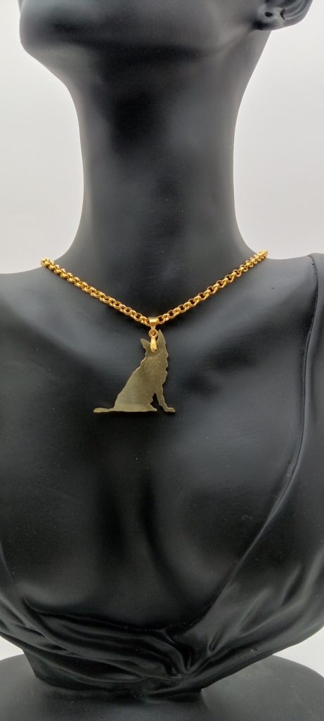 Catenina 55 cm con ciondolo a forma di cane in ottone puro manifattura italiana